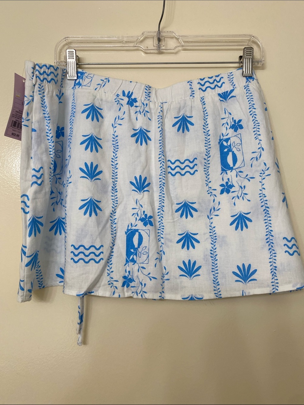Blue & White Printed Tie-Side Mini Skort - Picture 4 of 5